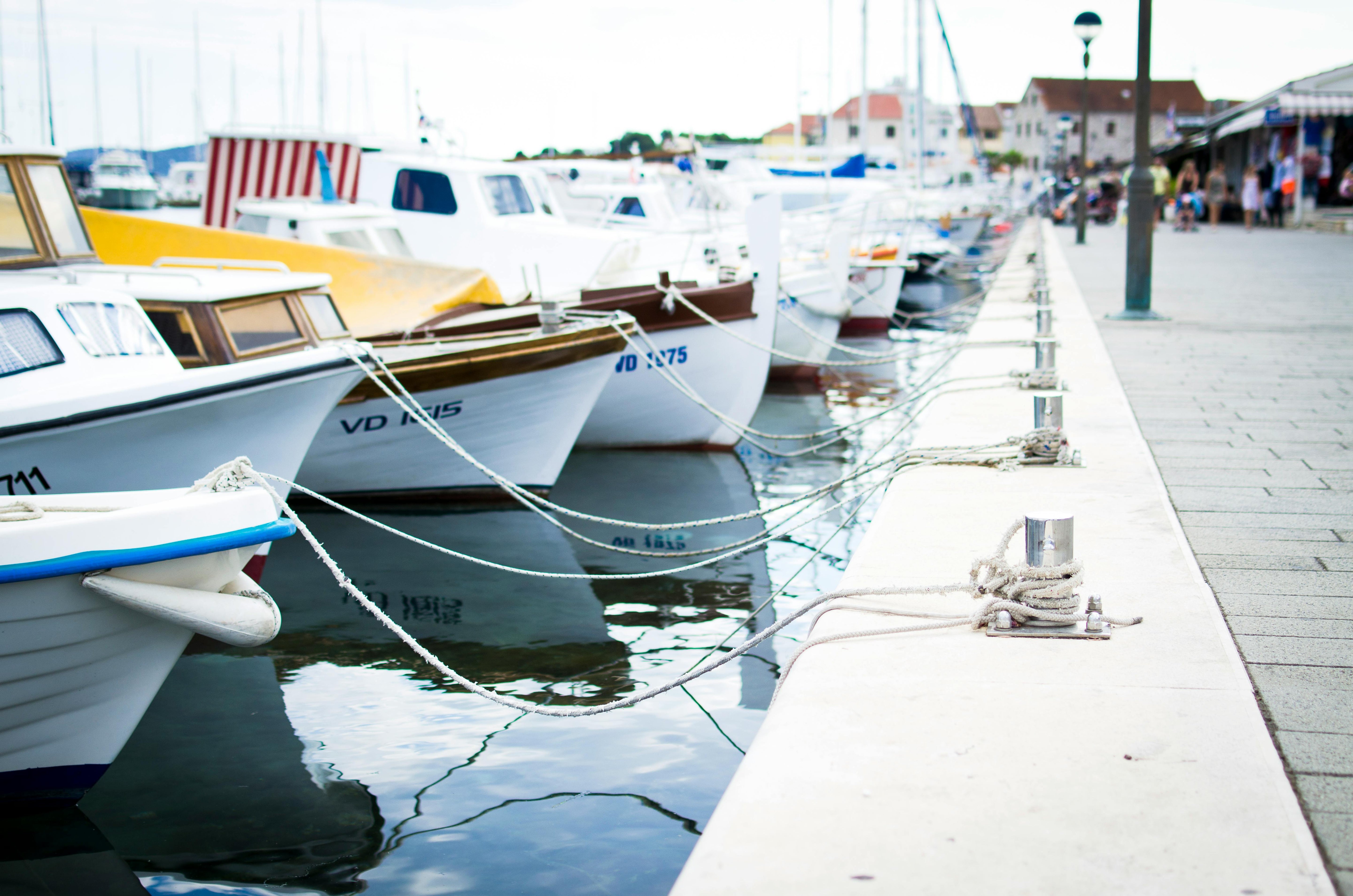 Boats Lined Up in Harbor