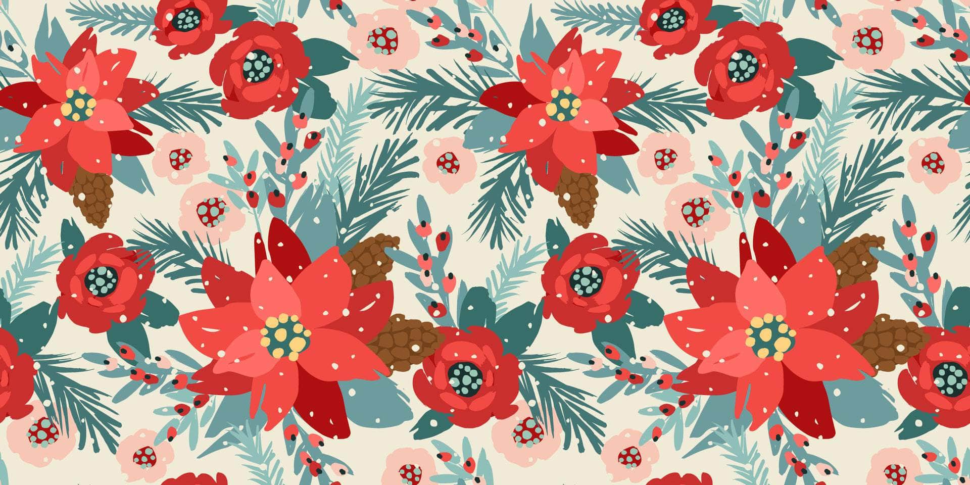 Poinsettia with Pinecones Vinyl